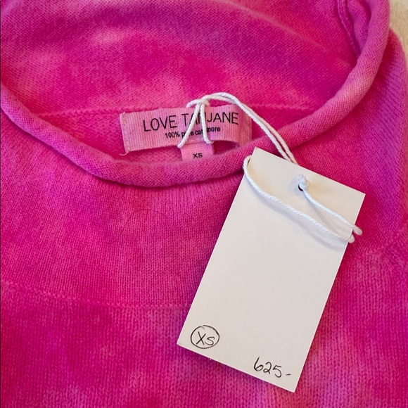 NWT LOVE TANJANE Rainbow Hand Tie-Dye CASHMERE Sweater - Pink Orange Yellow Blue - Picture 3 of 6